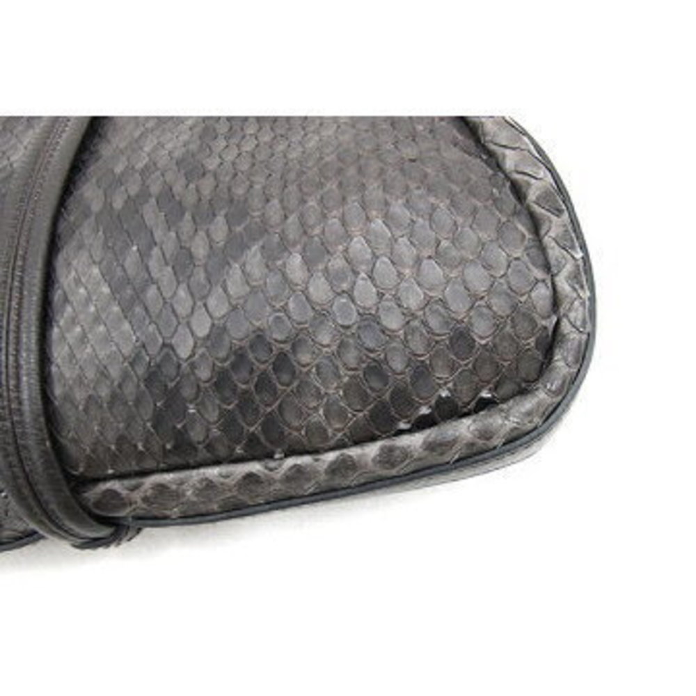 Gucci Bamboo Shoulder Bag Black Python Leather Ch… - image 5